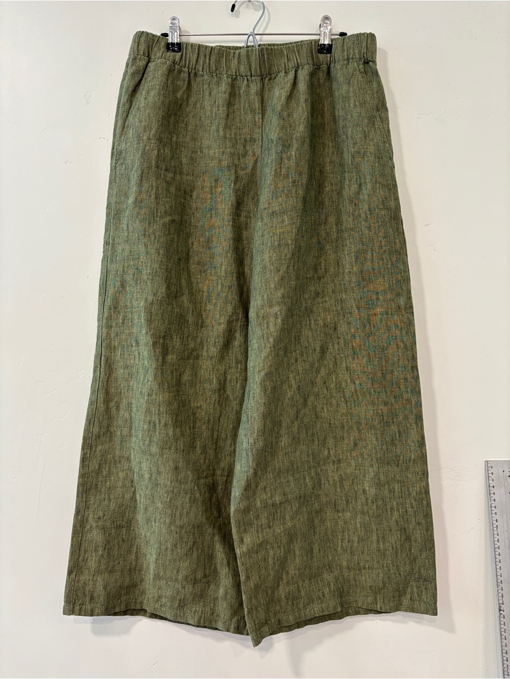 Eileen Fisher Corin 100% Organic Linen Crop Latern Pant S Green Pull On Boho